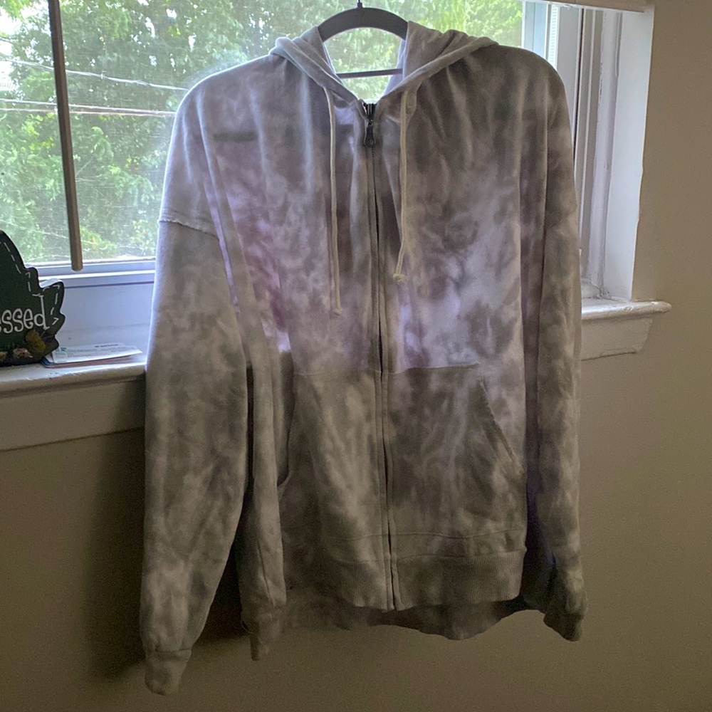 Aeropostale NEW grey and white tye dye sweatshirt zip up XL